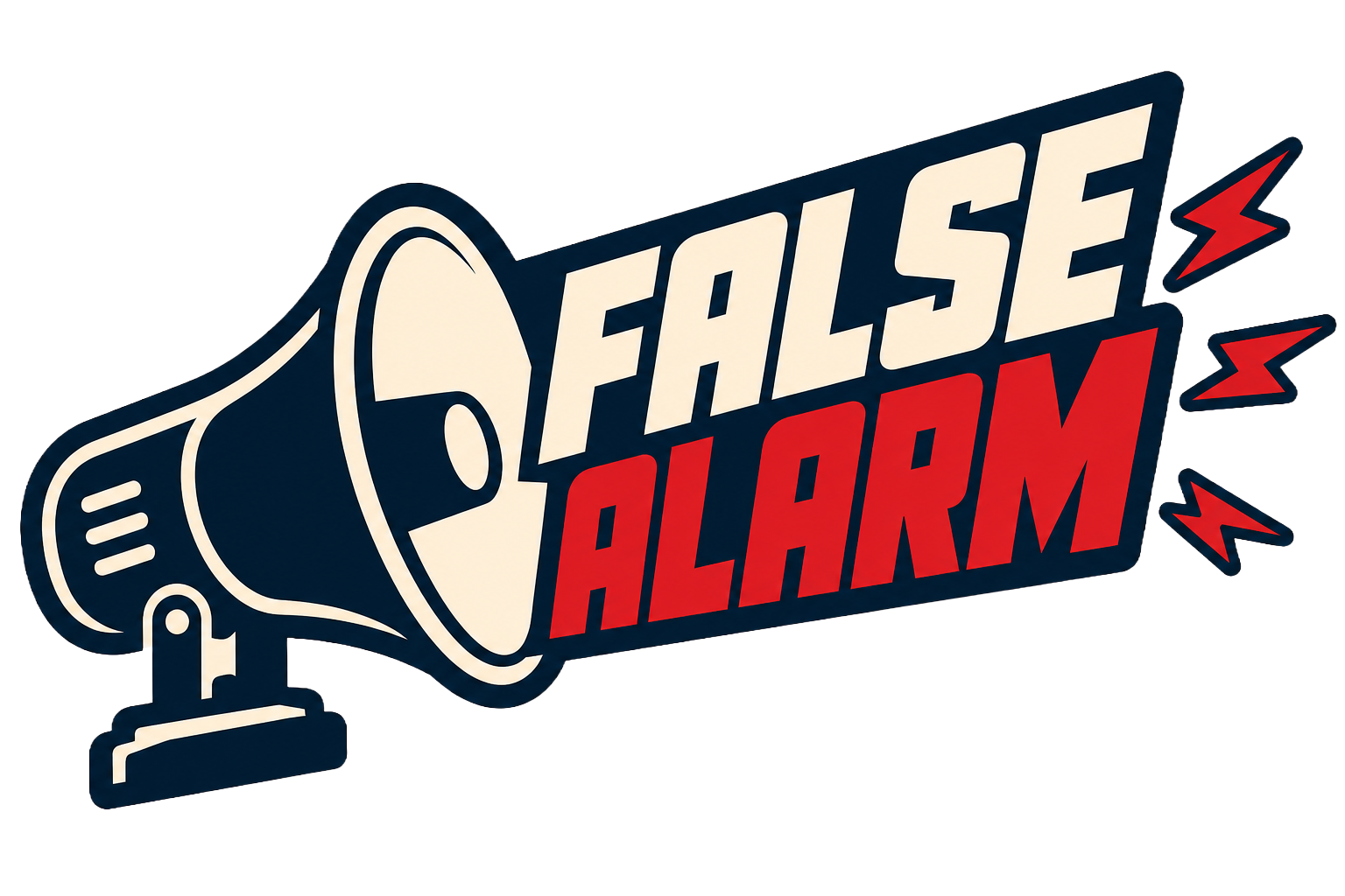 False Alarm studio logo: a megaphone shouting the words False Alarm